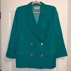 Vintage Valentino Turquoise Double Breasted Blazer